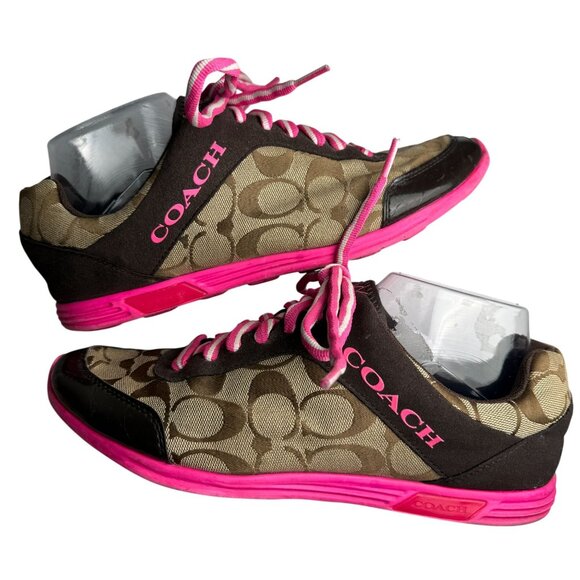 Coach Shoes - Coach Drita Sneakers Vintage Y2K Logo Trainer Brown Pink Size 8.5